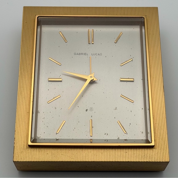 GABRIEL LUCAS BRASS DESK CLOCK — SWISS MADE - Picture 8 of 8